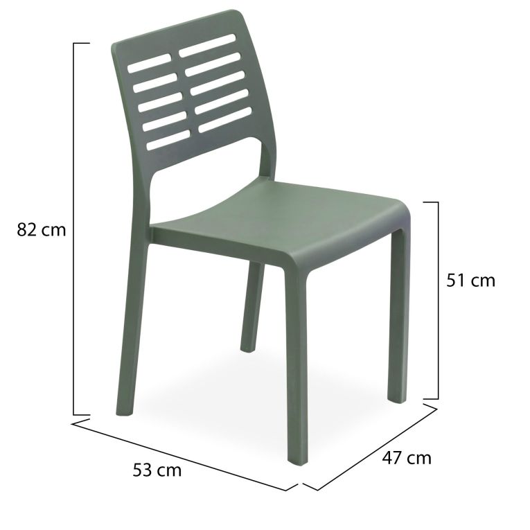 Sedia da Esterno Verde 4 Sedie Impilabile, Peso Supportato 120 kg Made in Italy - Canoe