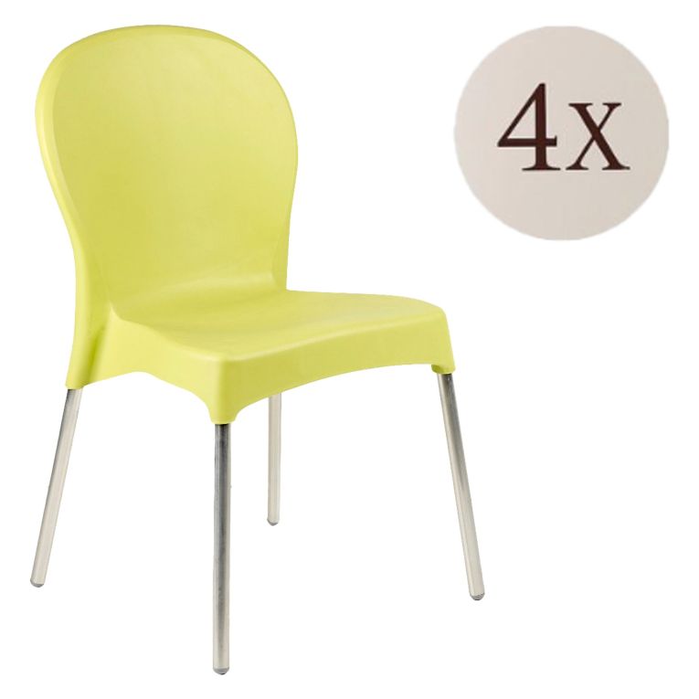 Sedia da Esterno Verde 4 Sedie Impilabile, Peso Supportato 120 kg Made in Italy - Eclectic