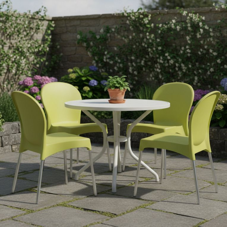 Sedia da Esterno Verde 4 Sedie Impilabile, Peso Supportato 120 kg Made in Italy - Eclectic