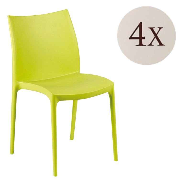 Sedia da Esterno Verde 4 Sedie Impilabile, Peso Supportato 120 kg Made in Italy - Grover