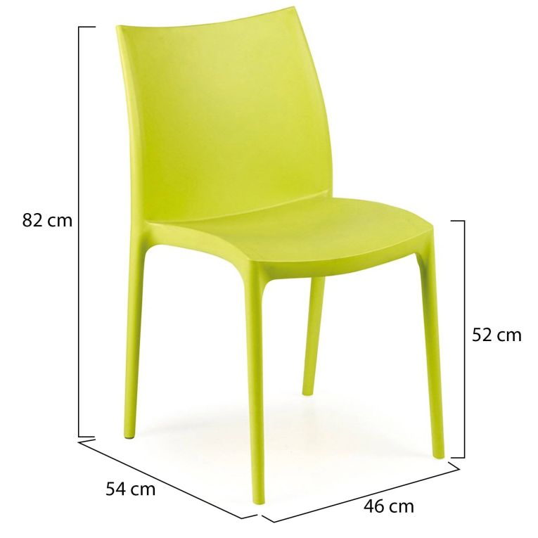 Sedia da Esterno Verde 4 Sedie Impilabile, Peso Supportato 120 kg Made in Italy - Grover