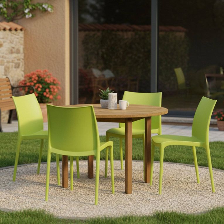 Sedia da Esterno Verde 4 Sedie Impilabile, Peso Supportato 120 kg Made in Italy - Grover
