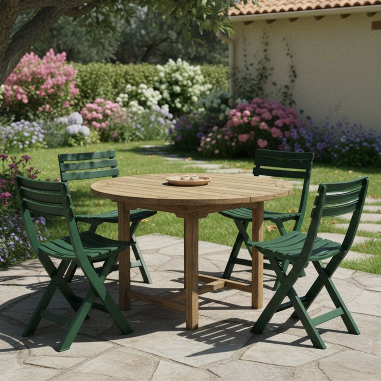 Sedia da Esterno Verde 4 Sedie Pieghevole, Peso Supportato 120 kg Made in Italy - Jennie