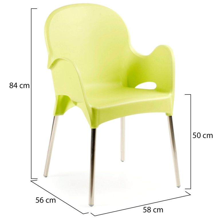 Sedia da Esterno Verde una Sedia Impilabile, Braccioli Made in Italy - Vashti