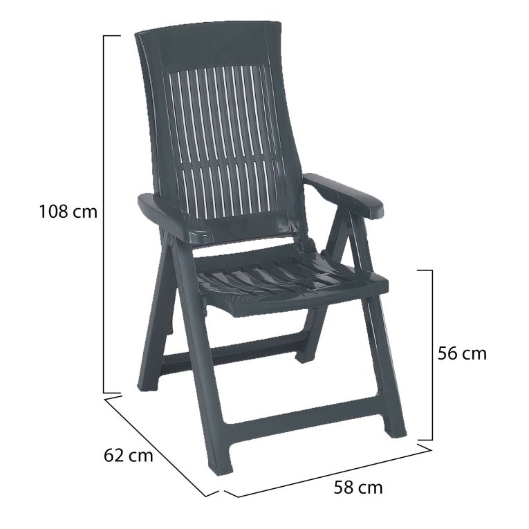 Sedia da Esterno Verde una Sedia Schienale Reclinabile, Multiposizione Made in Italy - Heflin