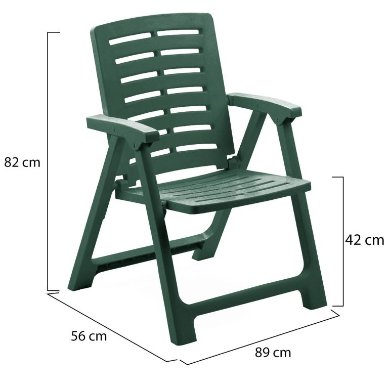 Sedia da Esterno Verde una Sedia Schienale Reclinabile, Multiposizione Made in Italy - Wadley