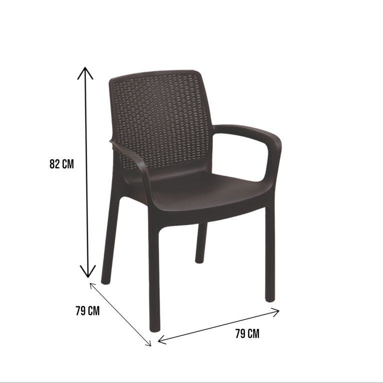Sedia da esterno Viterbo, Set di 4 sedute da giardino, Sedia per tavolo da pranzo, Poltrona outdoor effetto rattan, 100 % Made in Italy, 54x60h82 cm, Antracite
