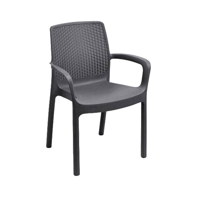 Sedia da esterno Viterbo, Set di 4 sedute da giardino, Sedia per tavolo da pranzo, Poltrona outdoor effetto rattan, 100 % Made in Italy, 54x60h82 cm, Antracite