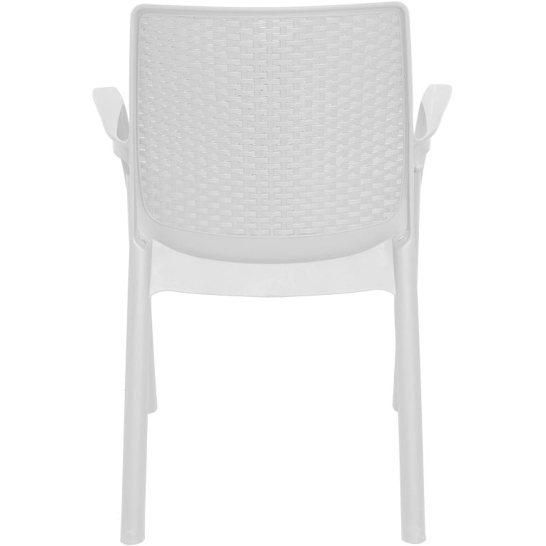 Sedia da esterno Viterbo, Set di 4 sedute da giardino, Sedia per tavolo da pranzo, Poltrona outdoor effetto rattan, 100 % Made in Italy, 54x60h82 cm, Bianco