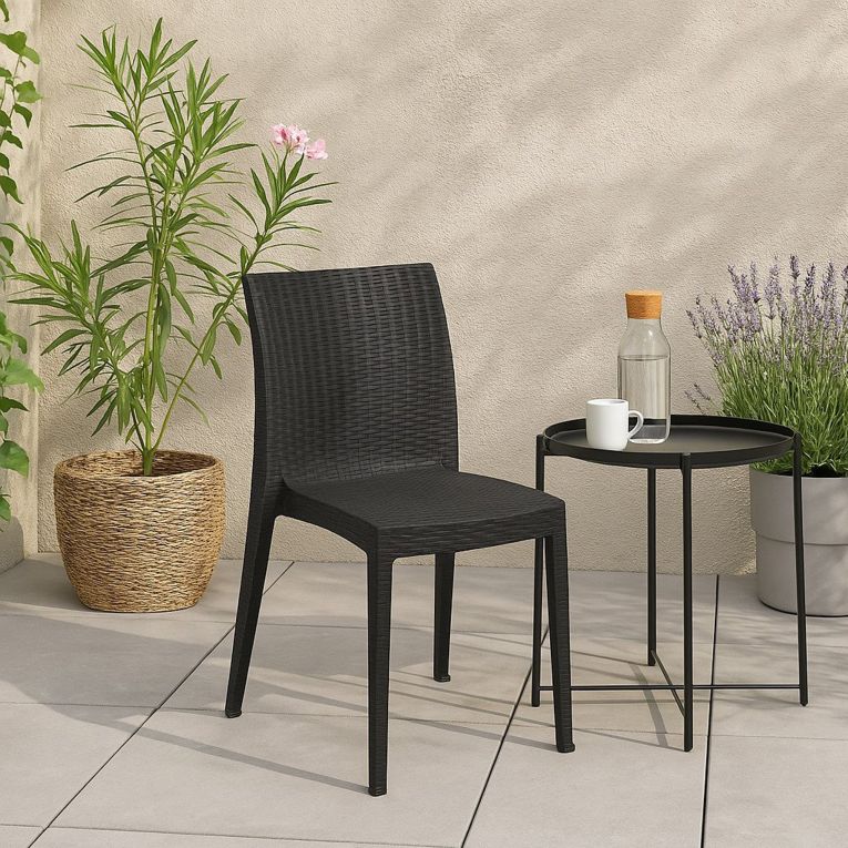 Sedia da giardino effetto rattan impilabile antracite - Ferla