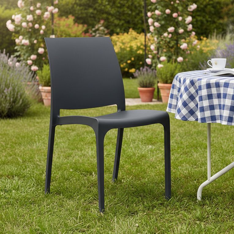 Sedia da giardino impilabile nero - Tambora