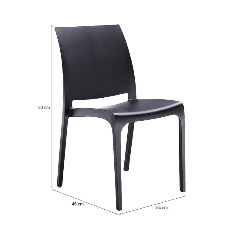 Sedia da giardino impilabile nero - Tambora