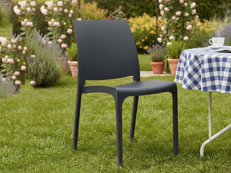 Sedia da giardino impilabile nero - Tambora