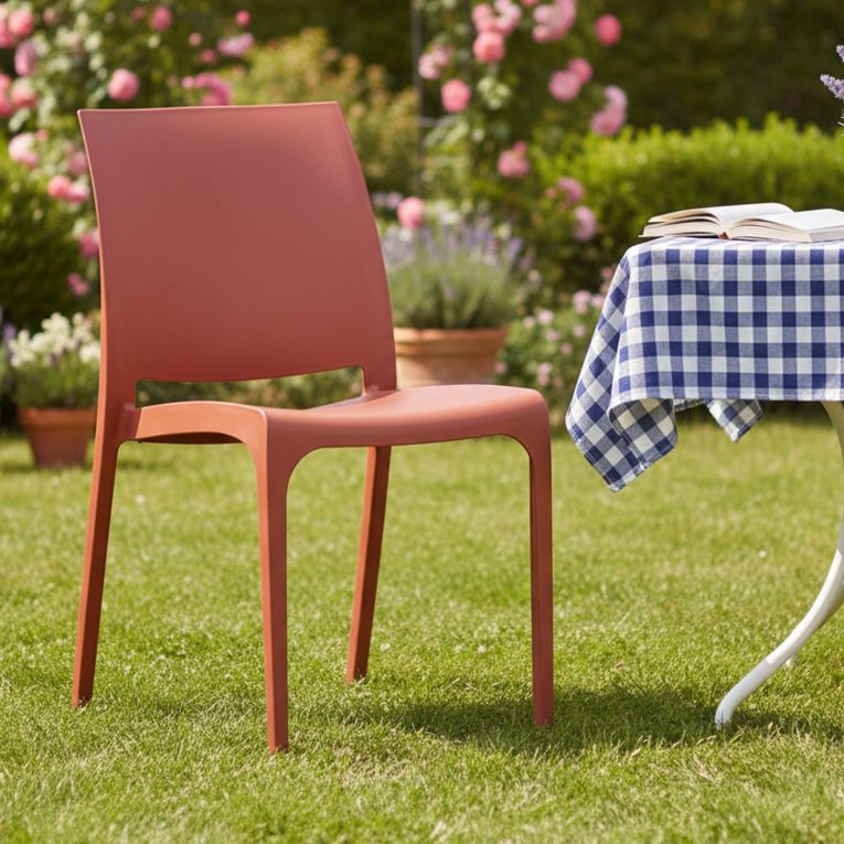 Sedia da giardino impilabile rosa - Tambora