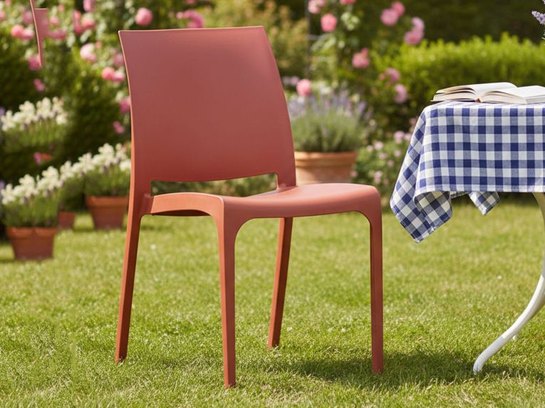 Sedia da giardino impilabile rosa - Tambora