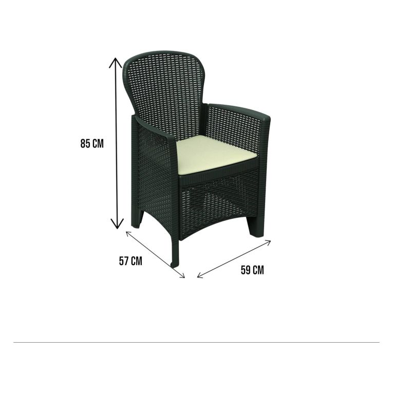 Sedia da giardino in plastica antracite - Amilton