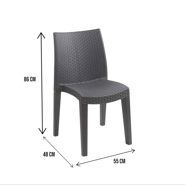 Sedia da giardino moderna impilabile antracite - Ant