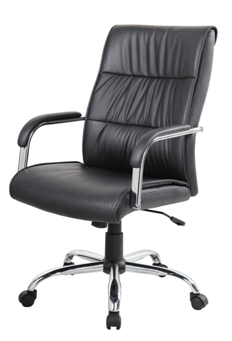 Sedia da ufficio Ballarat, Poltrona direzionale con braccioli, Sedia ergonomica da ufficio, 69x60h105-115 cm, Nero