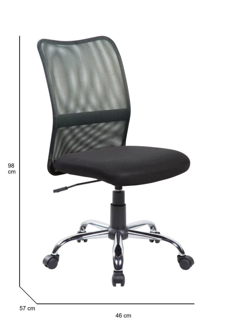 Sedia da ufficio Bomaderry, Sedia operativa a rete, Seduta ergonomica da ufficio, 57x46h90-100 cm, Nero