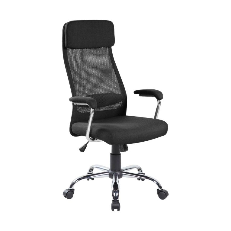 Sedia da ufficio con ruote con braccioli in tessuto nera - Jou