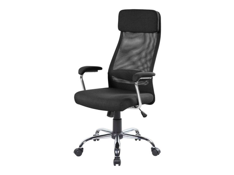Sedia da ufficio con ruote con braccioli in tessuto nera - Jou
