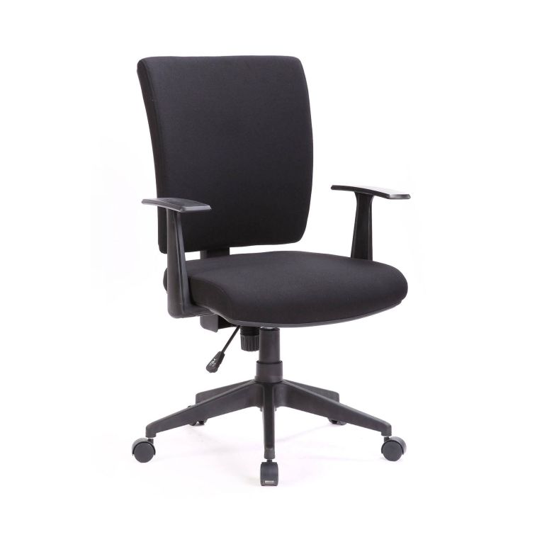 Sedia da ufficio con ruote in tessuto nera - Eulalia