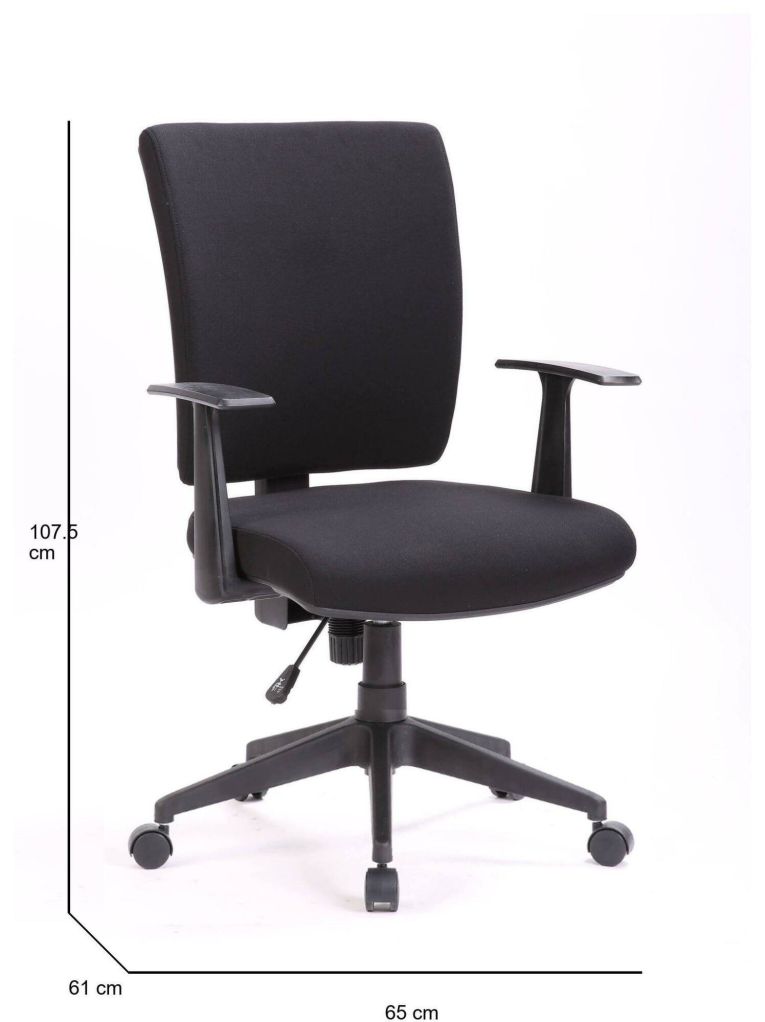 Sedia da ufficio con ruote in tessuto nera - Eulalia