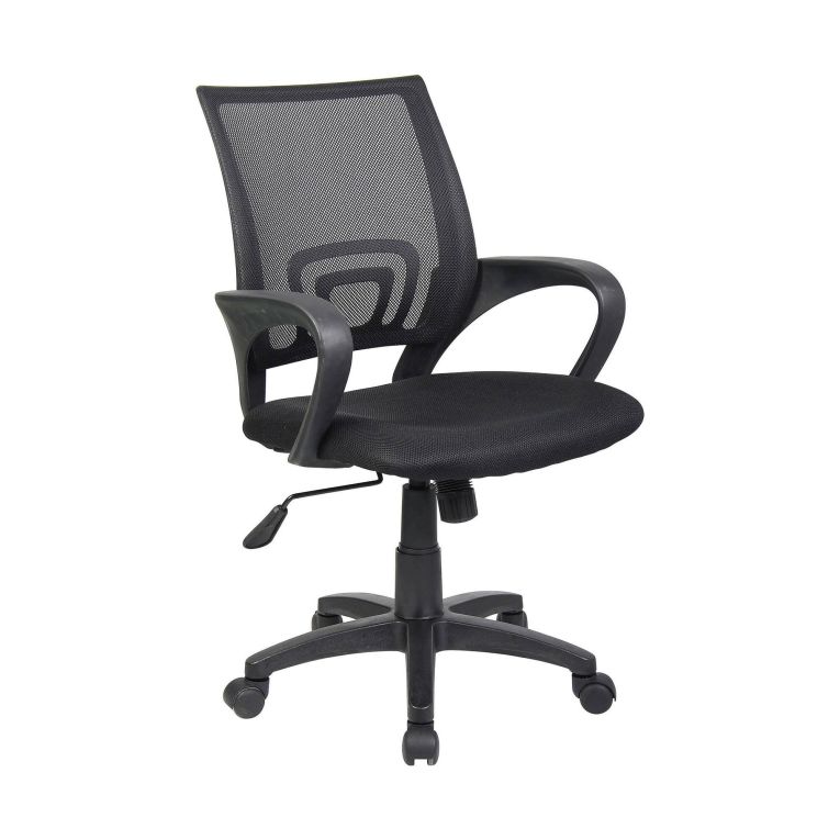Sedia da ufficio Lismore, Sedia operativa a rete con braccioli, Seduta ergonomica da ufficio, 59x54h90-100 cm, Nero