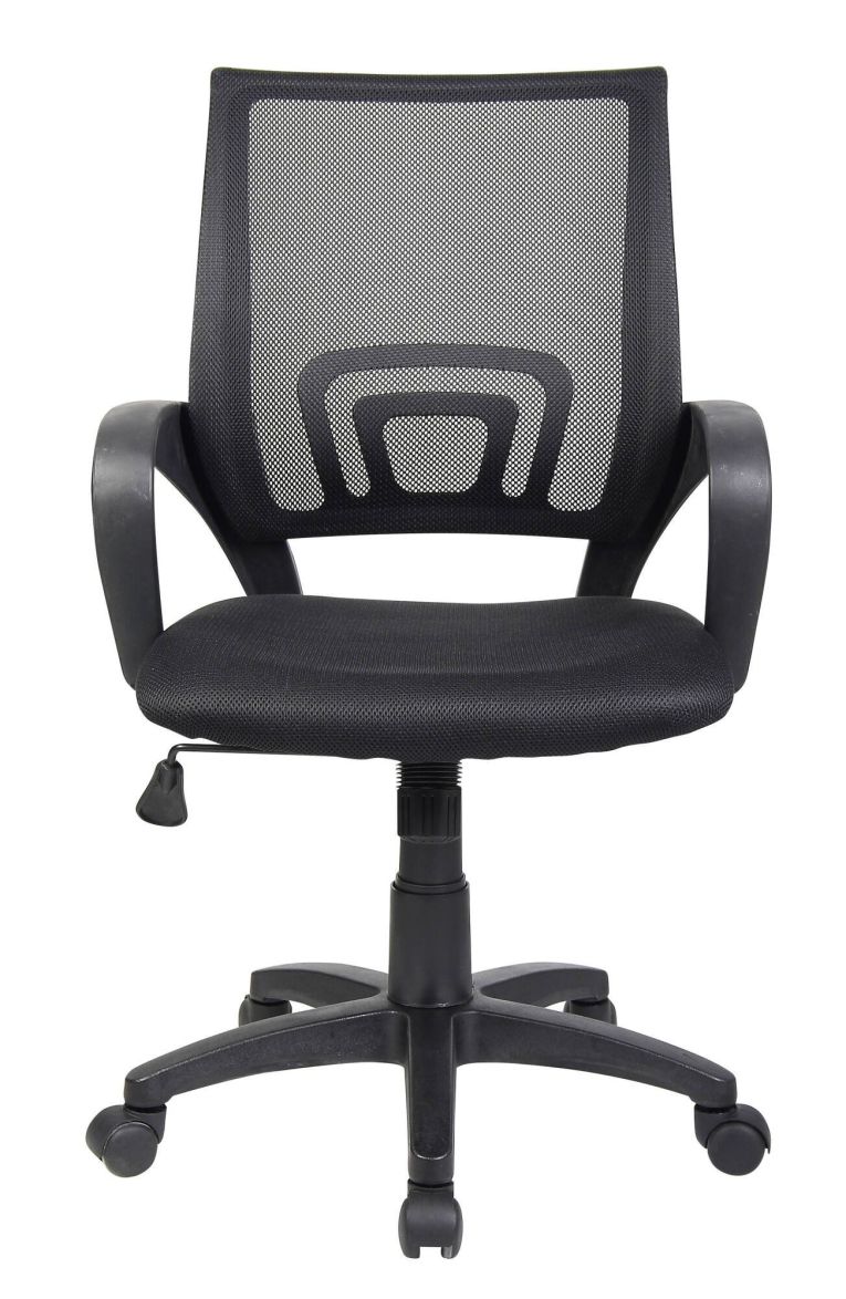 Sedia da ufficio Lismore, Sedia operativa a rete con braccioli, Seduta ergonomica da ufficio, 59x54h90-100 cm, Nero