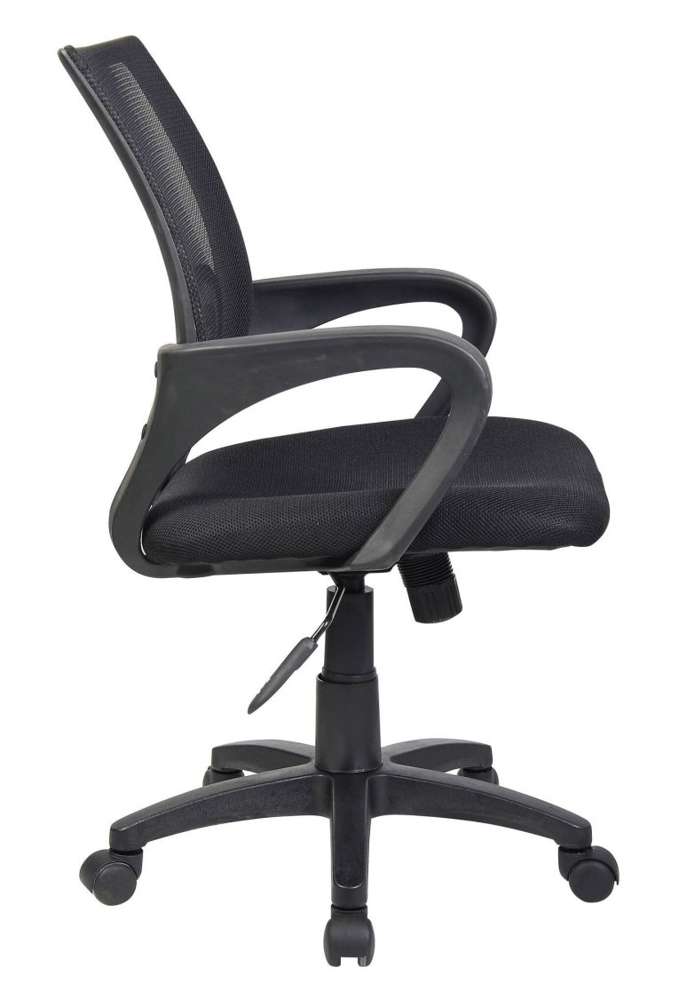 Sedia da ufficio Lismore, Sedia operativa a rete con braccioli, Seduta ergonomica da ufficio, 59x54h90-100 cm, Nero