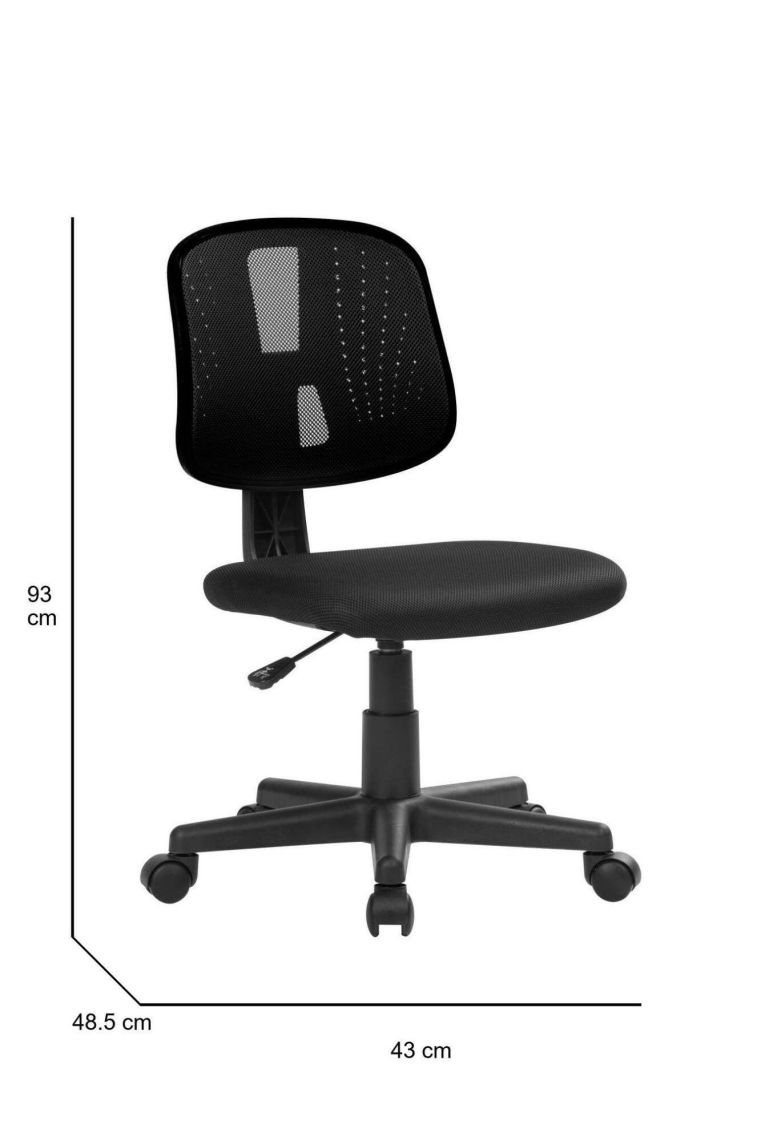 Sedia da ufficio Nowra, Sedia operativa da ufficio, Seduta ergonomica da ufficio, 49x43h81-93 cm, Nero