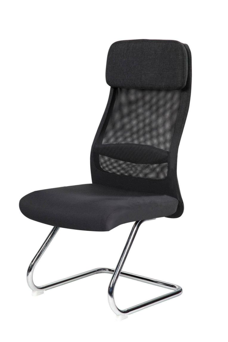 Sedia da ufficio Perth, Sedute sala da attesa per ufficio, Seduta ergonomica da attesa, 58x47h105 cm, Nero