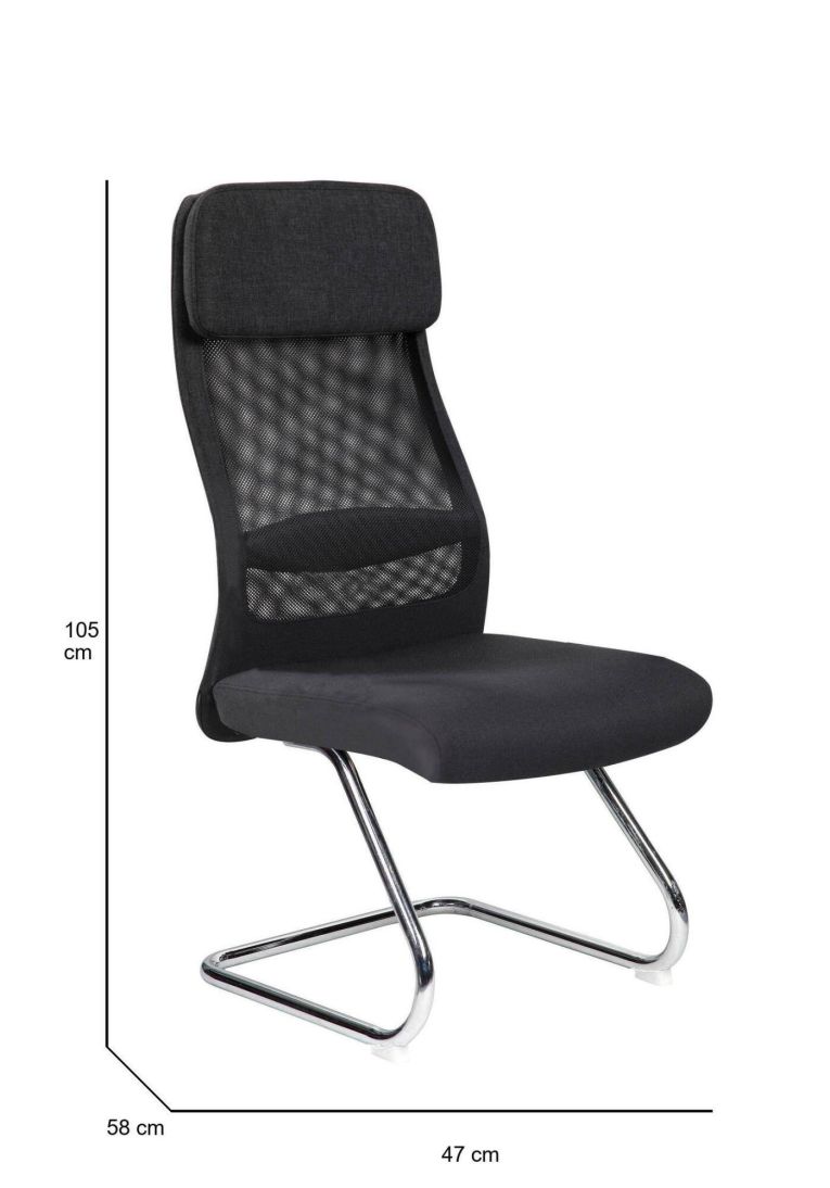 Sedia da ufficio Perth, Sedute sala da attesa per ufficio, Seduta ergonomica da attesa, 58x47h105 cm, Nero