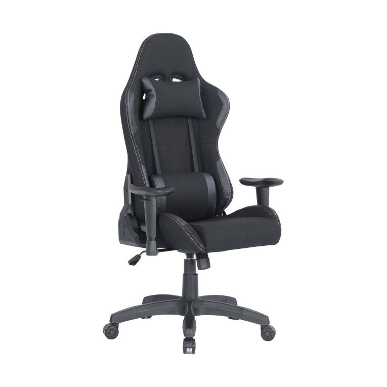 Sedia gaming imbottita con braccioli in ecopelle nera - Mindy