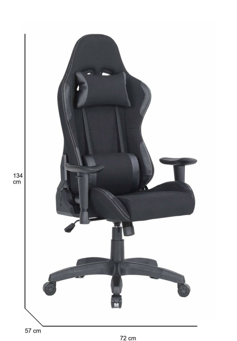 Sedia gaming imbottita con braccioli in ecopelle nera - Mindy