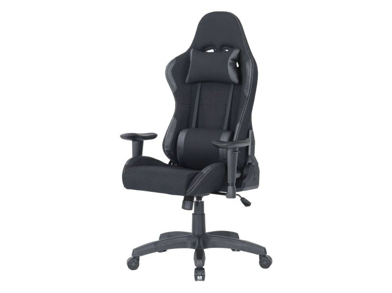 Sedia gaming imbottita con braccioli in ecopelle nera - Mindy