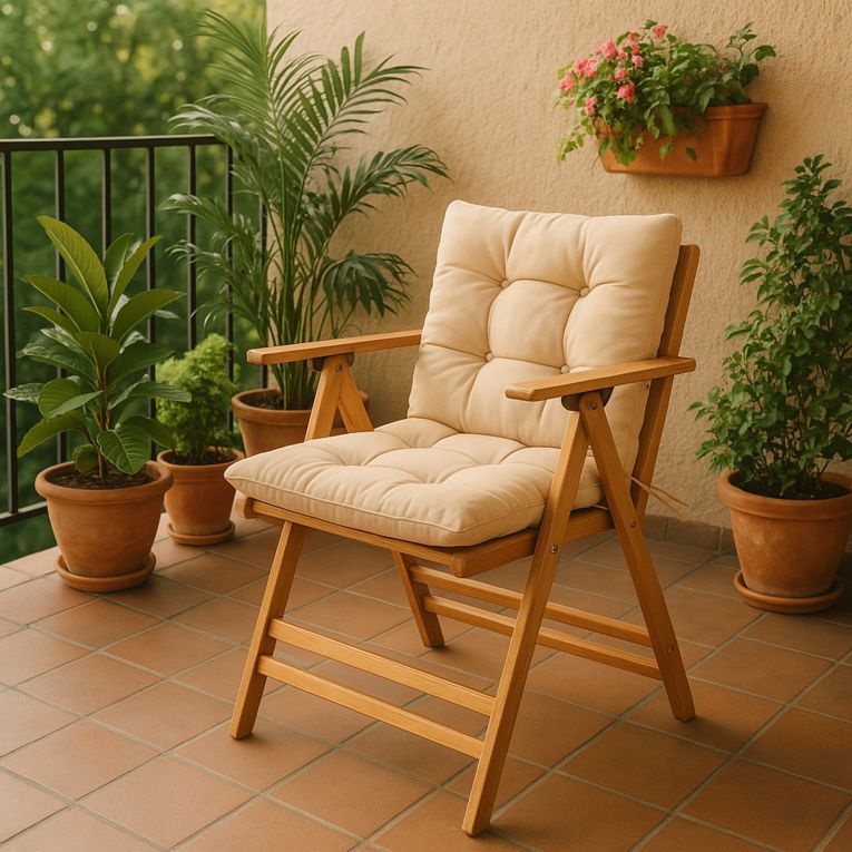 Sedia giardino imbottita in legno antracite - Zoldo