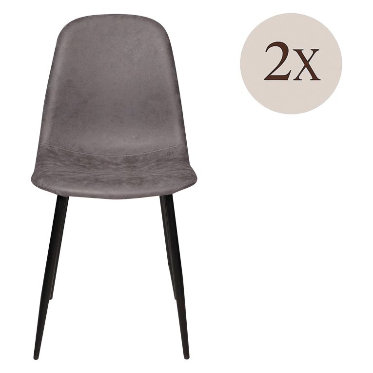 Sedia Grigio 2 Sedie Materiale Struttura in Metallo, Colore Seduta Grigio - Cerda