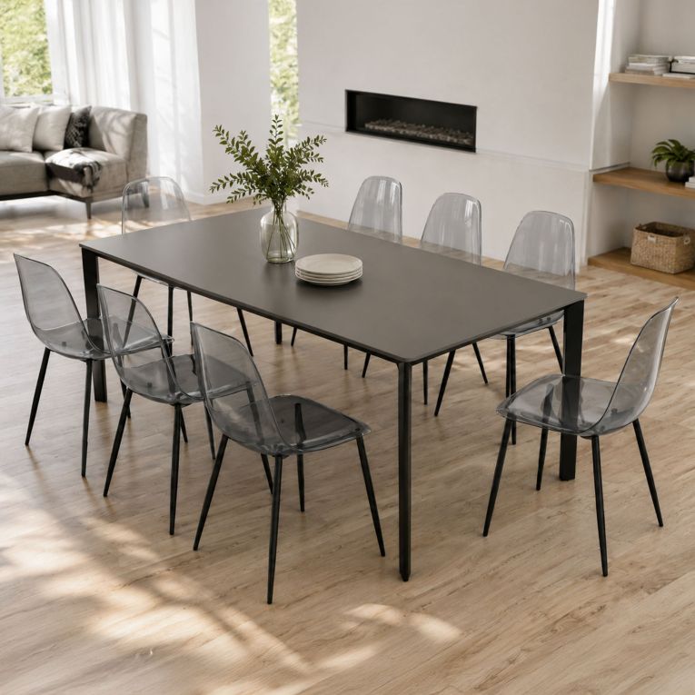Sedia Grigio Fume 8 Sedie Peso Supportato 120 kg, Sfumatura Colore Struttura Fume - Amstrong