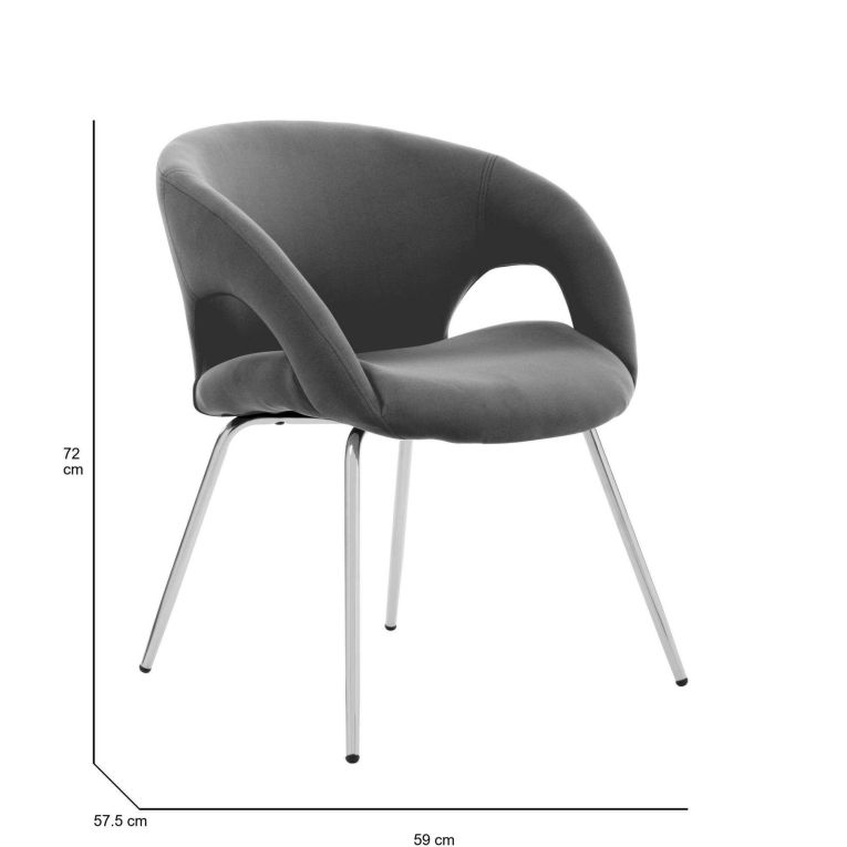 Sedia imbottita in tessuto grigio - Arturo