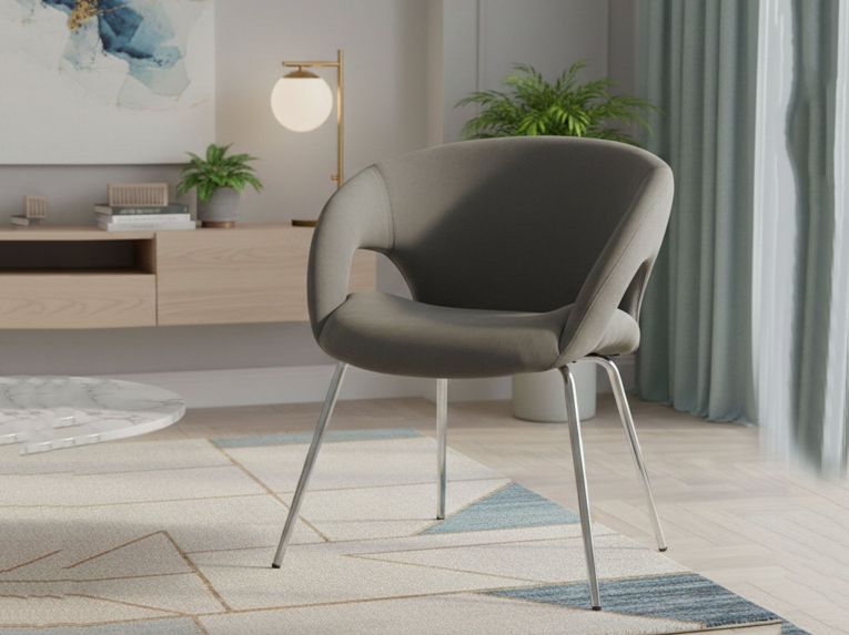 Sedia imbottita in tessuto grigio - Arturo