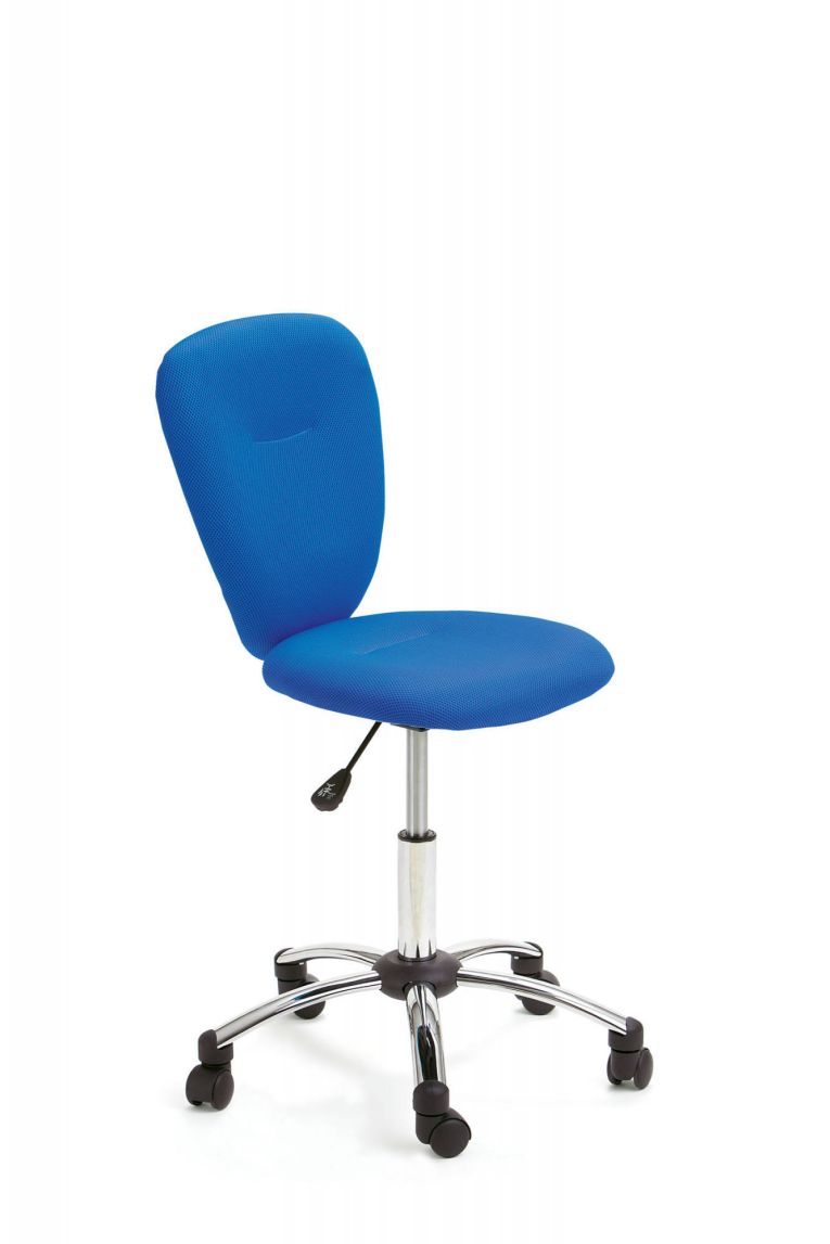 Sedia in metallo e tessuto imbottitio blu