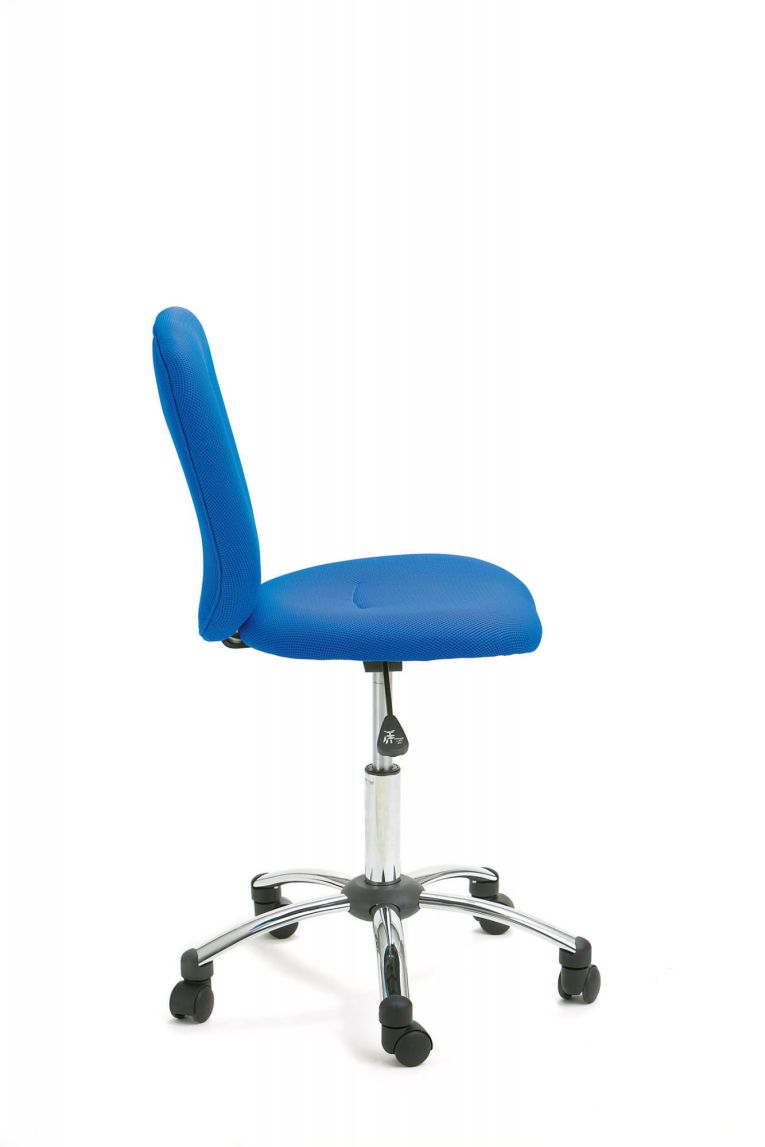 Sedia in metallo e tessuto imbottitio blu
