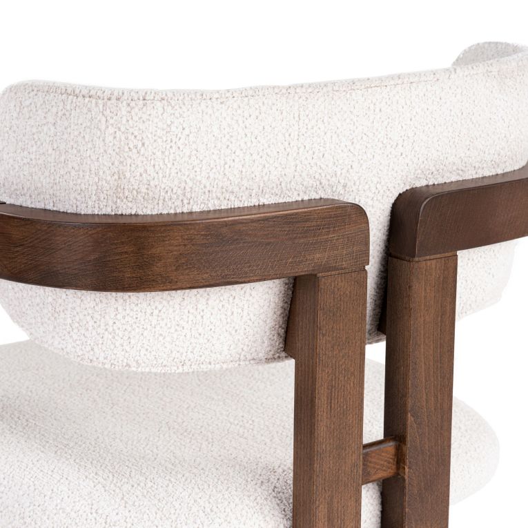 Sedia Marrone Noce Bianco Crema una Sedia Effetto Bouclè, Imbottito - Nizamito