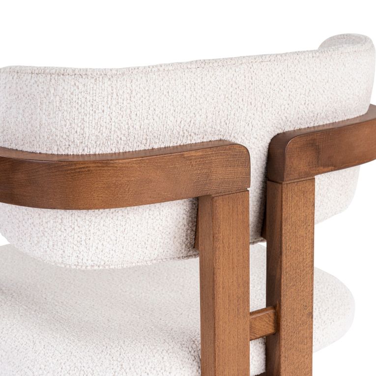 Sedia Marrone Quercia Bianco Crema una Sedia Effetto Bouclè, Imbottito - Nizamito