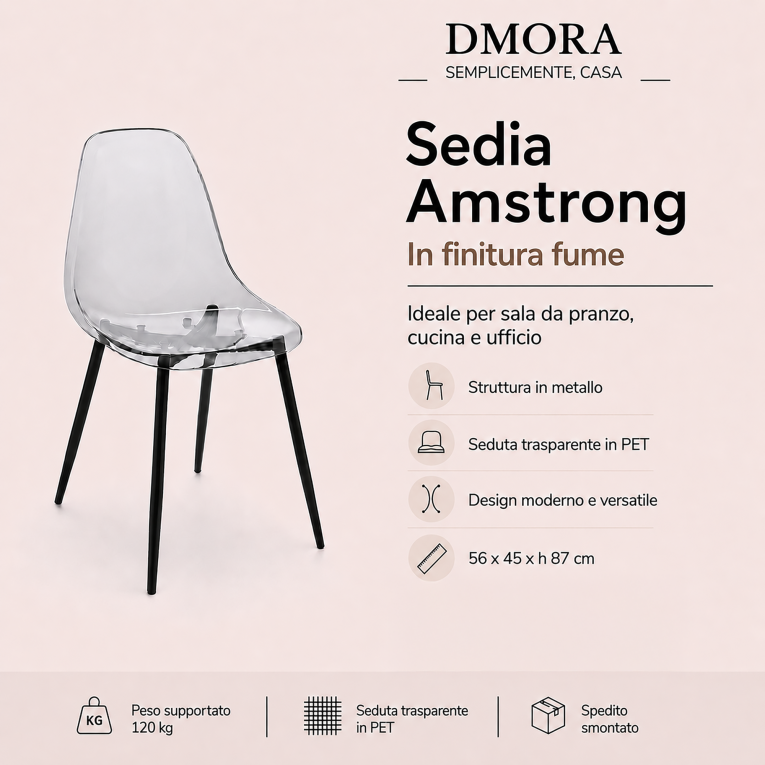 Sedia minimal in plastica fume - Amstrong