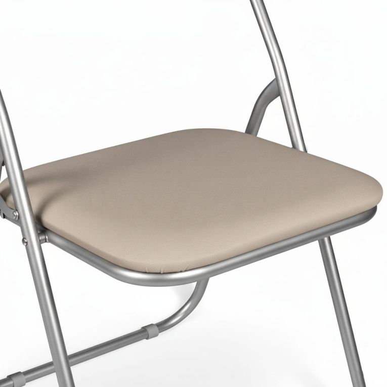 Sedia pieghevole Marbella, Set di 6 sedie salvaspazio, Sedia per ospiti, Seduta per riunioni in simil ecopelle, 43x47h80 cm, Beige