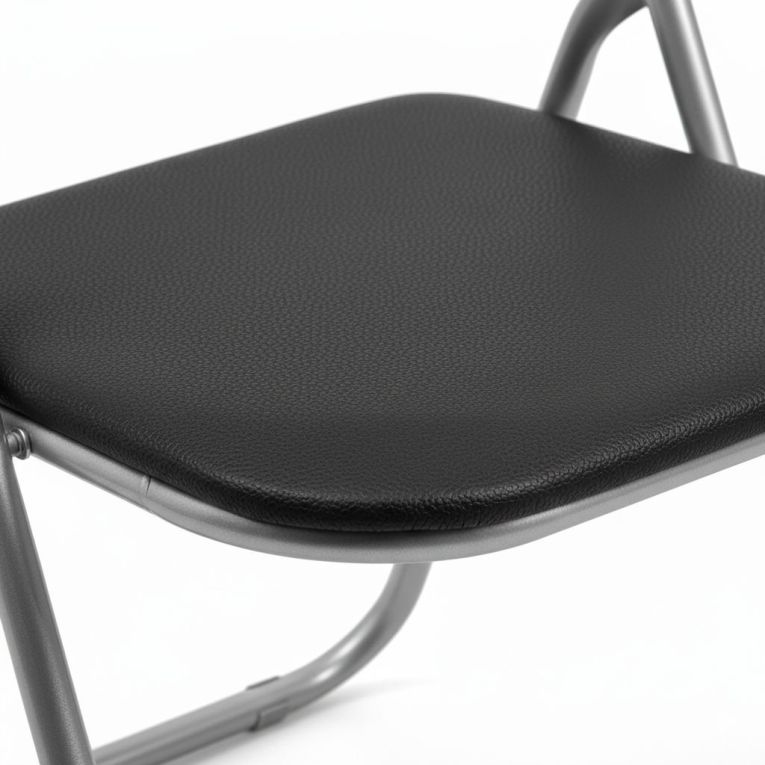 Sedia pieghevole Marbella, Set di 6 sedie salvaspazio, Sedia per ospiti, Seduta per riunioni in simil ecopelle, 43x47h80 cm, Nero