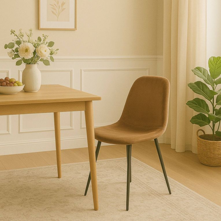 Sedia Pismo, Poltrona rivestita in velluto, Sedia da pranzo imbottita, Seduta per riunioni, 45x56h87 cm, Beige
