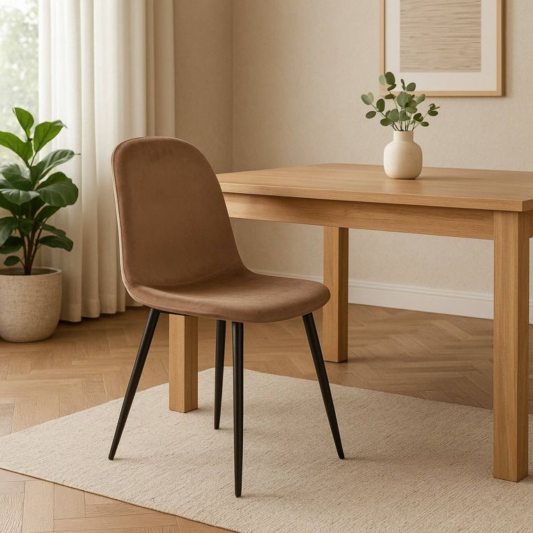 Sedia Pismo, Poltrona rivestita in velluto, Sedia da pranzo imbottita, Seduta per riunioni, 45x56h87 cm, Tortora